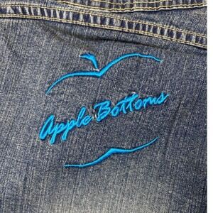 VTG Apple Bottoms Women Jeans Size 22W Distressed Bootcut Embroidered Blue NWT